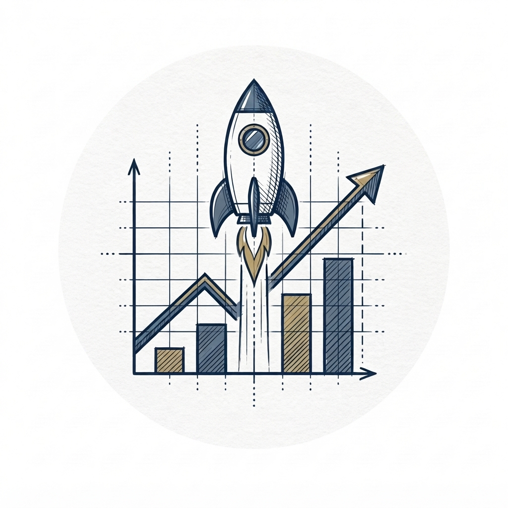 Illustration showing backlink performance monitoring, reporting and organic growth